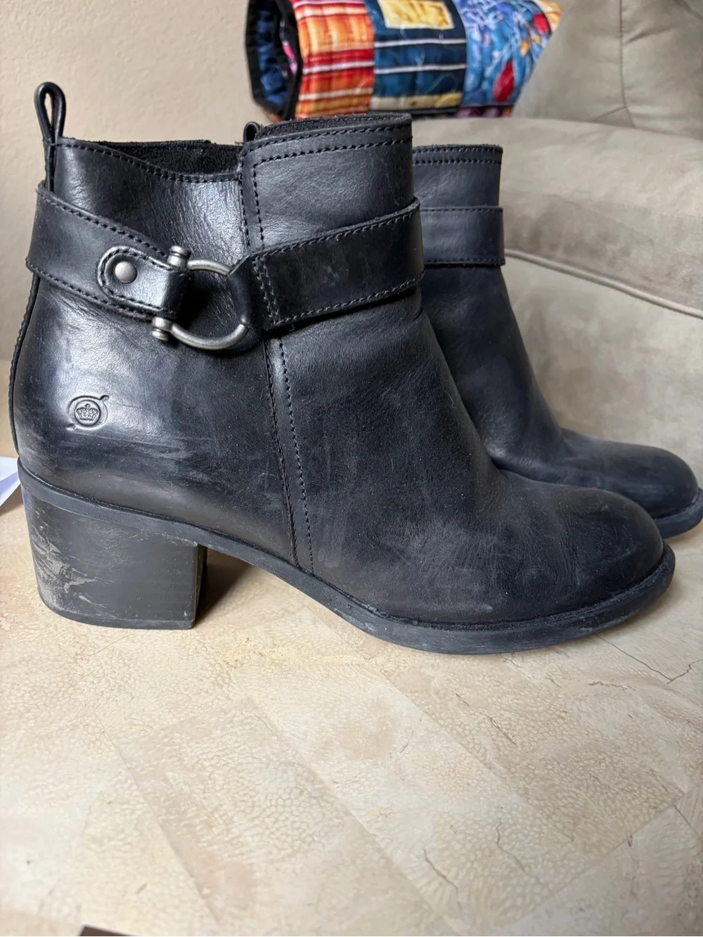 Black Women's Ankle Boots - Classic Leather Zip Bootie